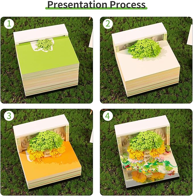 3D Time Piece Calendar, 2027 Desk Calendar With LED Light, 3d Tree Memo Pad Creative Desk Calendar, Christmas Gift for Colleague Friend, Desktop Decoration
