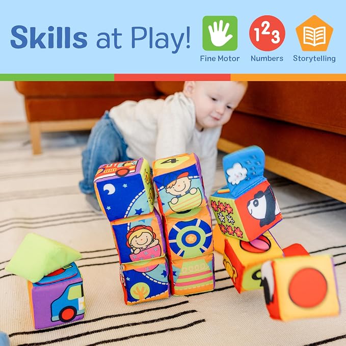 Melissa & Doug K's Kids Match and Build Soft Blocks Set (Pack of 6)