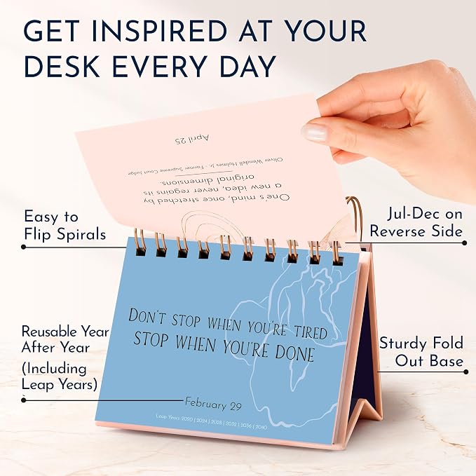 Motivational Desk Flip Calendar with 366 Daily Affirmations, Gift for Women | Inspirational Perpetual Desk Calendar, Daily Motivational Quotes, Positive Affirmations, Reflection Prompts, Office Decor