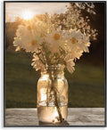 'Warm Meadow Daisies in Jar'| Framed Giclee Art | Stupell Industries | Black, 24 x 30 Inches, Easy to Hang and Sturdy, Made in USA, by Lori Deiter