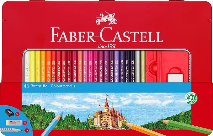 Faber-Castell Classic Colored Pencils Tin Set, 36 Vibrant Colors In Sturdy Metal Case - Premium Children's Art Products
