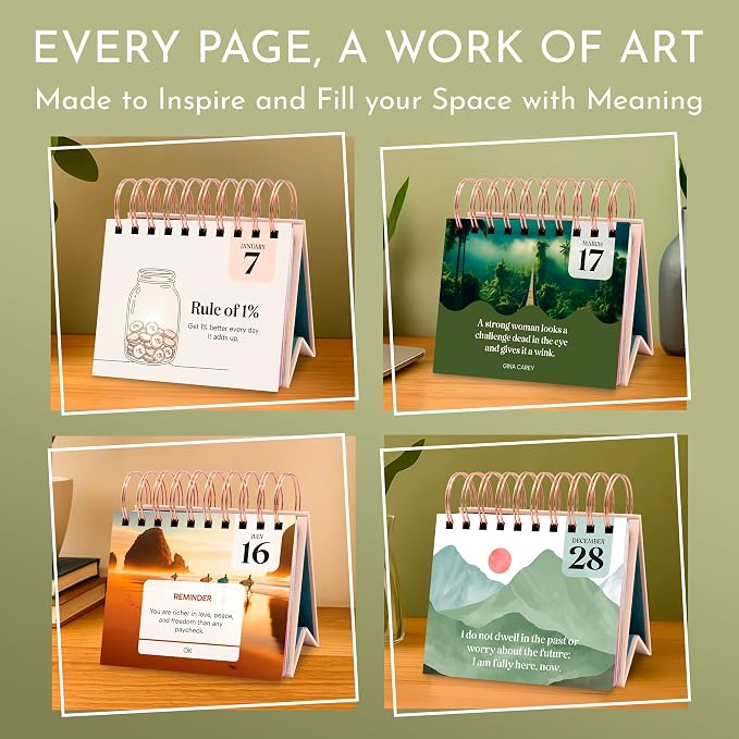 Mindfulness Desk Calendar for Women, 365 Perpetual Days of Self Care & Calm | Inspirational Gifts for Women, Daily Mindful Prompts, Reflections & Quotes, Meditation Desk Decor, Gratitude & Calm