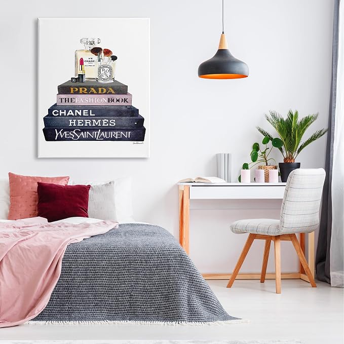 Stupell Industries 'Glam Fashion Book Set With Makeup', Canvas Art, 36 x 48 Inches, Easy to Hang and Sturdy, Made in USA, by Amanda Greenwood | Stupell Industries | 36 x 48 Inches, Easy to Hang and Sturdy, Made in USA, by Amanda Greenwood