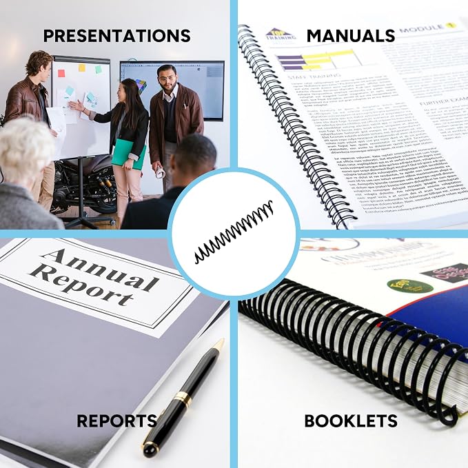 Spiral Plastic Binding Coil - Box of 100 9/32" (7mm) (Black) | Versatile and Durable Plastic Binding - Perfect Binding Solution for Presentations Manuals Reports Booklets