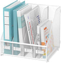 4-Compartment Magazine File Holder and File Organizer for Desk, White | Metal Magazine Holder and Magazine File Holder, 4-Compartment File Organizer for Binders Folders Magazines and Paper