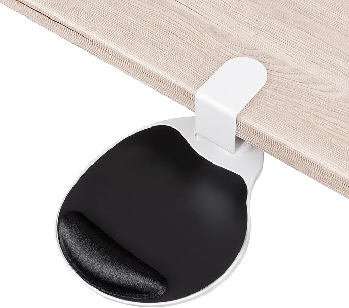 EHO Clamp on Mouse Platform, Clip on Pad Rotating 360 Degree, w/Comfortable Gel Wrist Rest, Ergonomic, Attachment, Slide Out Tray, Suitable for 1.5" Thickness Desk, for Home Office Desk Organizer