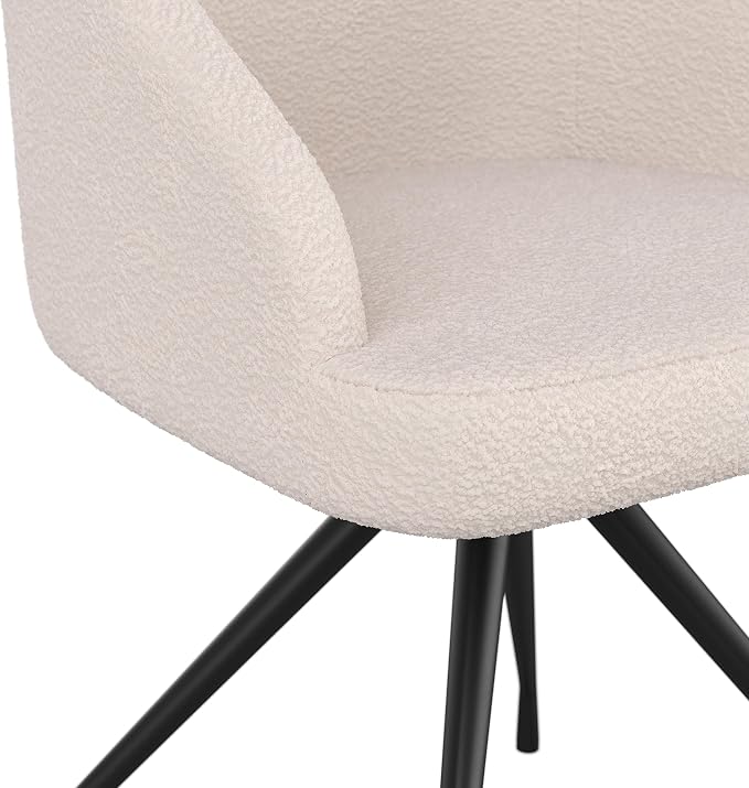 Martha Stewart Sora Upholstered Stationary Office Chair, White | Oil Rubbed Bronze Frame
