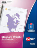 Avery® Clear Standard Weight Sheet Protectors, Top Load, 25 Document Protectors (75530)