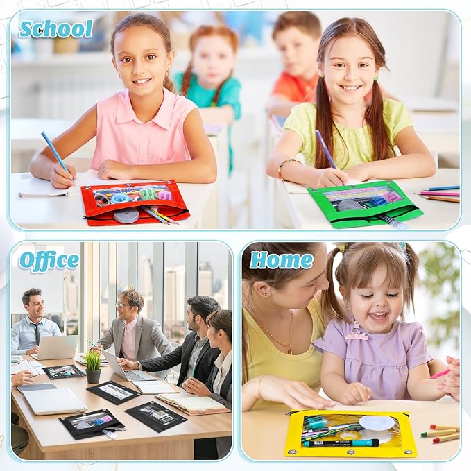 100 Pack Pencil Pouch for 3 Ring Binder | Binder Pencil Pouch, 10 Assorted Colors with Smooth Zipper Pencils Pouches for Binders for School , Office Supplies