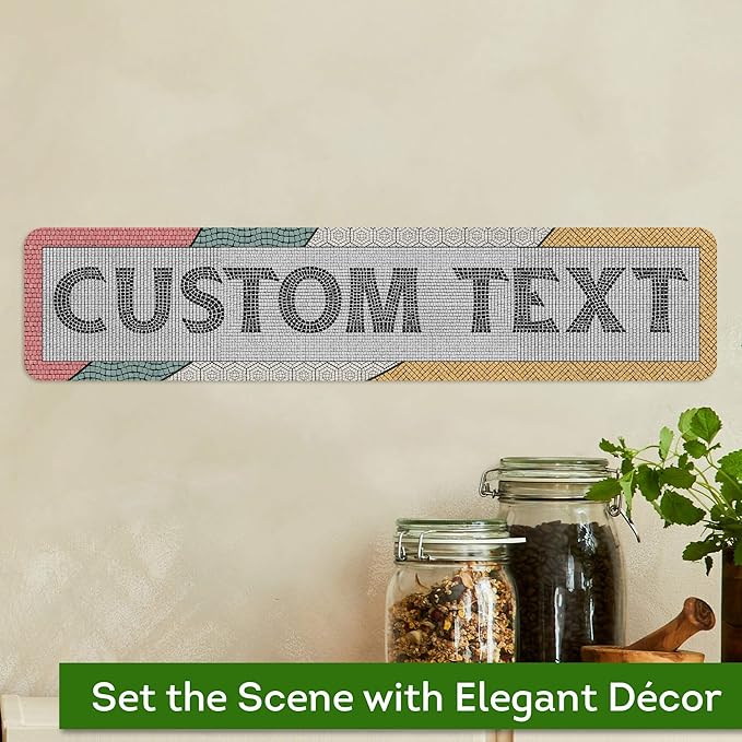 Custom Sign, Custom Street Sign, 11 Font Colors, 13 Font Styles, 4 Hole Options, 22 Sizes, 4x18 Inches, Rust Free DiBound, Fade Resistant, Made in USA by My Sign Center (Fauxsaic 2)