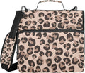 Fisyme Leopard Cheetah Print Zipper Binder 3 Ring with Zipper and Shoulder Strap Large Capacity Multi-Pocket Zipper Binder Organizer
