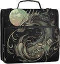 ALAZA Dragon and Moon Zipper Binder 1.5 inch 3 Ring Binder Organizer with Shoulder Strap and Handle for Home Office Work