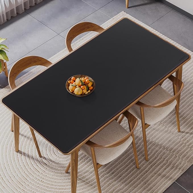 ZORESYN 63.0"x31.5" PU Leather Desk Pad Protector, Large Mouse Pad, Executive Computer Office Desk Mat, Non-Slip Waterproof Desk Writing Pad for Office and Home (Black)