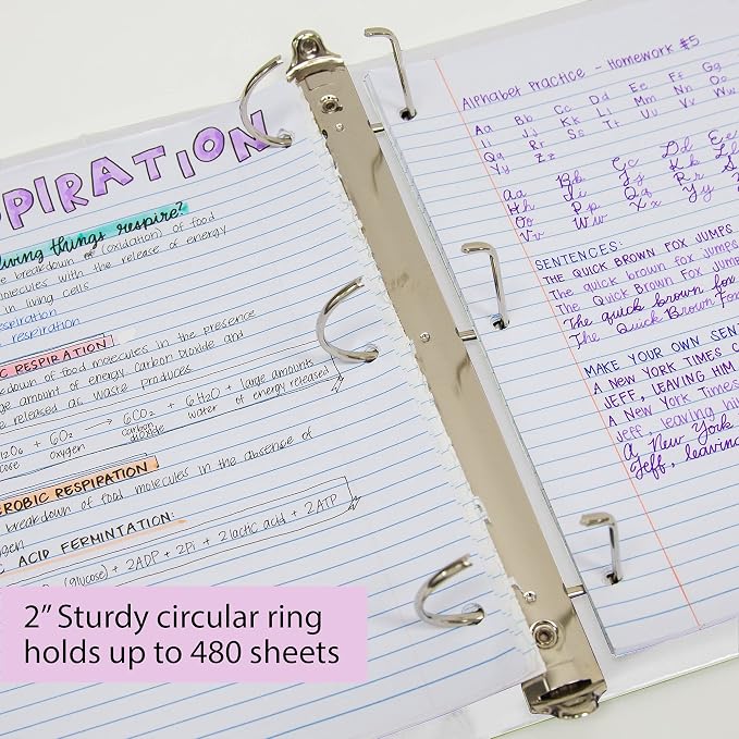 BAZIC Products 2" White 3-Ring View Binder, Slant-D Ring, 2 Pockets, 2-Pack | 2 inside pockets, 2 in White view 3-ring binder, slant-D rings, holds up to 480 sheets, Durable poly cover, 2 Pockets