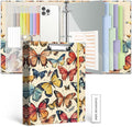 3 Ring Binder 1 Inch,BVSSX Three Ring Binders Organizer with Clipboard, 5-Tabs Pockets Dividers, Plastic Folder, 18 Divider Stikers,Pen Loop (Butterfly, Letter Size)