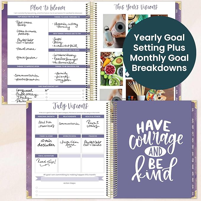 bloom daily planners 2026-2027 Hardcover Academic Year Goal & Vision Planner (July 2026 - July 2027) - 13 Months Weekly & Monthly Agenda Organizer - 7.5" x 9" - Good Things Are Coming