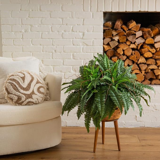 Nearly Natural 40 in Artificial Boston Fern Indoor Plant (Set of 2) | Large Hanging Fake Plant, 56 Long Realistic Fronds, Maintenance-Free, Office and Home Decor