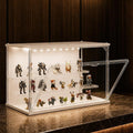 Clear Display Case for Collectibles, 3-Tier Adjustable Figure Display Case with LED Light, Stackable Acrylic Showcase with Magnetic Door for Model Figures, Jewelry & Collectibles (White)