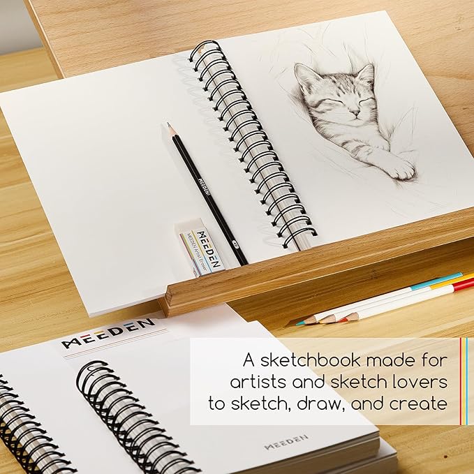 MEEDEN 6"x8" Sketchbook Paper Pad: 122lb/180gsm Spiral Bound Art Sketch Book with DIY Cover for Artists Adults - 60 Sheets Heavy Weight Hardcover Sketch Drawing Paper for Painting Sketching Writing