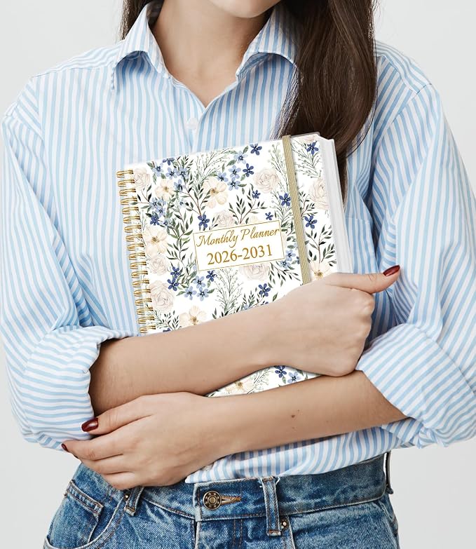 2026-2031 Monthly Planner - 60 Month PLanner Calendar from August 2026 to June 2031, 5 Year Planner 2026-2031 with Flexible Cover, Inner Pocket, Perfect for Home | School | Office, 8.5" x 11", Crushed Flower