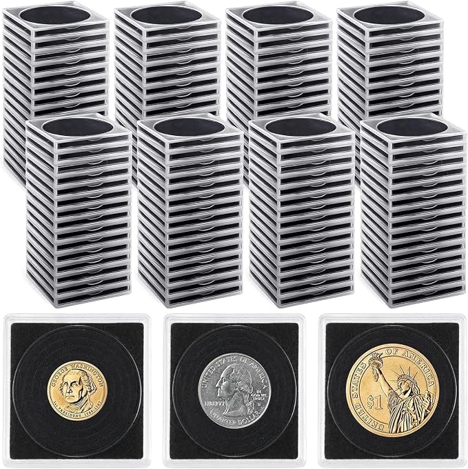 144 Pcs Plastic Coin Holders with 5 Sizes Adjustable Silver Dollar Coin Holder Capsule Protectors Snap Holders Silver Dollar Protection Cases for Collection Supplies Storage Display （20-40mm）