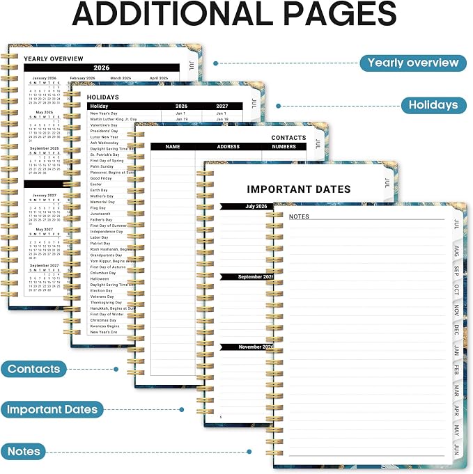 Planner 2026-2027, Monthly & Weekly Jul 2026-Jun 2027 Planner Calendar