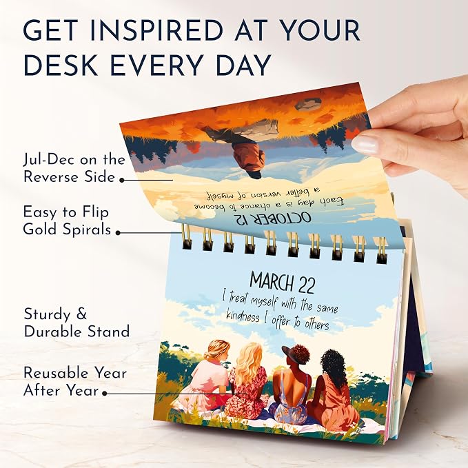 Daily Affirmations for Women, Perpetual Desk Calendar, 366 Positive Quotes | Inspirational Self Care Gifts for Women, Perpetual Flip Desk Calendar, Motivational Office Accessories, Personal Growth