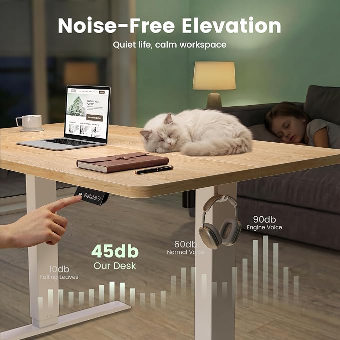 CubiCubi 48 x 24 Electric Height Adjustable Standing Desk, Maple | Sit to Stand, Computer Workstations, Home Office Desk, Advanced Motor, Next-Gen Frame, 176 lbs Capacity, Smart Lift System