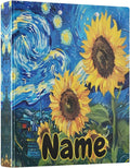 Custom 3 Ring Binder Sunflowers Starry Sky Night 1.5" Round Ring Binders Personalized Name View Binder with 200 Sheet for Kids School Supplies Women Men Office, 1 Pack