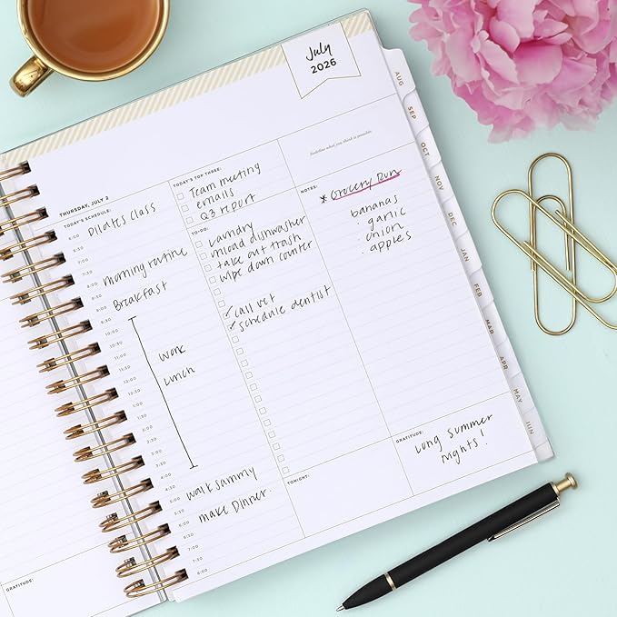 Blue Sky 2026-2027 Daily & Monthly Academic Planner, 8"x10", Black Stripe