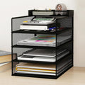 Natwind 4-Tier Stackable Metal Mesh Letter Paper Tray Organizer,Black | Desk Organizer For Paper,Document,Mail Tray For Office Supplies,File Holder For Home Office School Classroom Organization