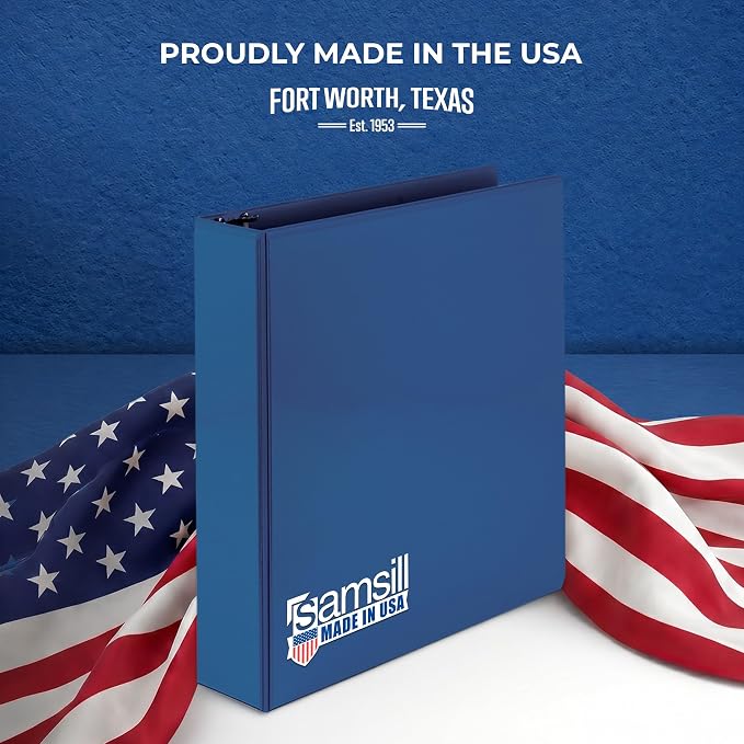Samsill 2 Inch 3 Ring Binders, Economy Round Ring, Clear View Cover, 425 Sheet Capacity - for School, Home, Office - Blue, 4 Pack