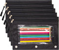 Pencil Pouch for 3 Ring Binder, Large Pencil Case with Clear Window, Metal Zipper Binder Pencil Pouches Fit Standard Binders, Durable Organizer for Office School Supplies Black 5 Pack