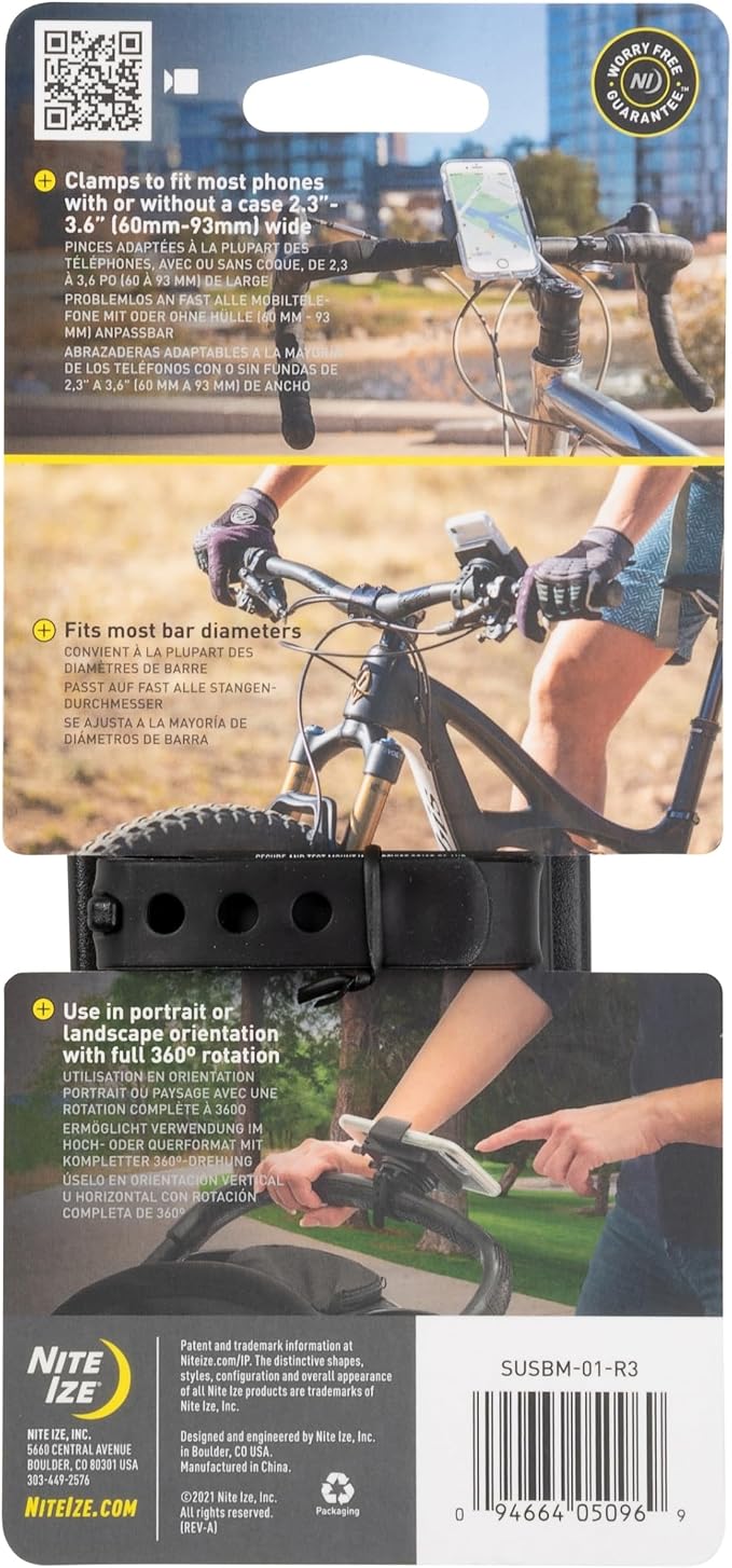 Nite Ize Squeeze Rotating Smartphone Bar Mount, Universal Bike Phone Holder For Bar or Stem, Compatible With MagSafe iPhone 12 Pro Max/Mini/Galaxy/Edge/Google Pixel and more