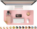 RENMTURE Dual-Sided Mouse Pad, Natural Cork & PU Leather Large Desk Pad for Office and Home Work, Desk Protector Non-Slip, Waterproof, Easy Clean (Pink, 32"x16")