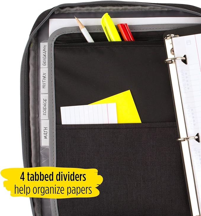 Five Star Zipper Binder, 1 Inch 3 Ring Binder, Carry-All with Internal Pockets and Dividers, 375 Sheet Capacity, Assorted Colors, Color Will Vary, 1 Count (29092)