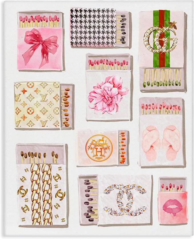 Stupell Industries 'Glam Girl Matchboxes'| Canvas Art | Stupell Industries | 16 x 20 Inches, Easy to Hang and Sturdy, Made in USA, by Ziwei Li