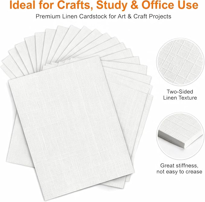 200 Sheets Linen Textured Cardstock Paper for Printing 5x7 Inch | 300 gsm/110 lb Card stock, Thick but Printer-Friendly Card Stock for Wedding Baby Shower Invitations and Mixed Media Projects