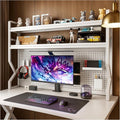 Desktop Bookshelf, Multi-Size pegboard Storage Organizer Rack, Dorm Desk Shelf, Desk Hutch, Desk top Storage Rack, Student Desktop Storage,Desk Shelves for top of des(White, 37.4" Lx9.9 Wx39 H)