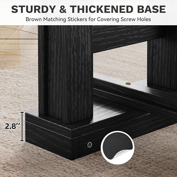 DWVO 70" Computer Desk, Farmhouse Executive Office Workstation, Black | Large desktop surface, sturdy wooden legs, modern farmhouse design, for home office writing work, easy assembly