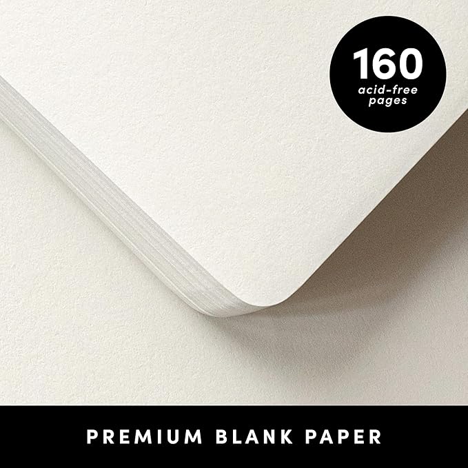 PAPERAGE Blank Journal Notebook, (Light Blue), 160 Pages, Medium 5.6 in x 8 in - 100 GSM Thick Paper – Hardcover Journaling Notebook for Work, School, Note Taking or Sketching