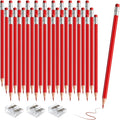 36 PCS Red Pencils with Eraser, Pre-Sharpened HB Pencils for Writing & Drawing, School Supplies for Kids Homework, Tests, Art Crafts & Teacher Grading (Red)