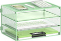 DALTACK 3 Tier Letter Tray Paper Organizer with Sliding Trays Mint Green | Metal Mesh File Organizer with Sliding Trays for Letter and A4 Paper, Mail, Bills, Folders and Office Documents
