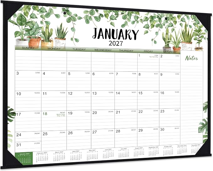 2027 Desk Calendar - Large Desk Calendar 2027 22x17, Jan. 2027 - Dec. 2027, 2027 Large Calendar, 12 Months, Corner Protectors - Plants