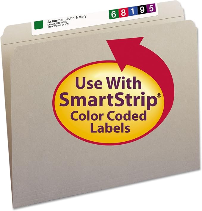 Smead File Folder, Reinforced Straight-Cut Tab, Letter Size, Gray, 100 per Box (12310)