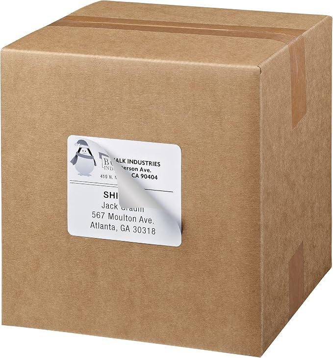 Avery White Shipping Labels | Sure Feed Technology | True Block | 3-1/3" x 4" | 60 Labels, Pack of 5