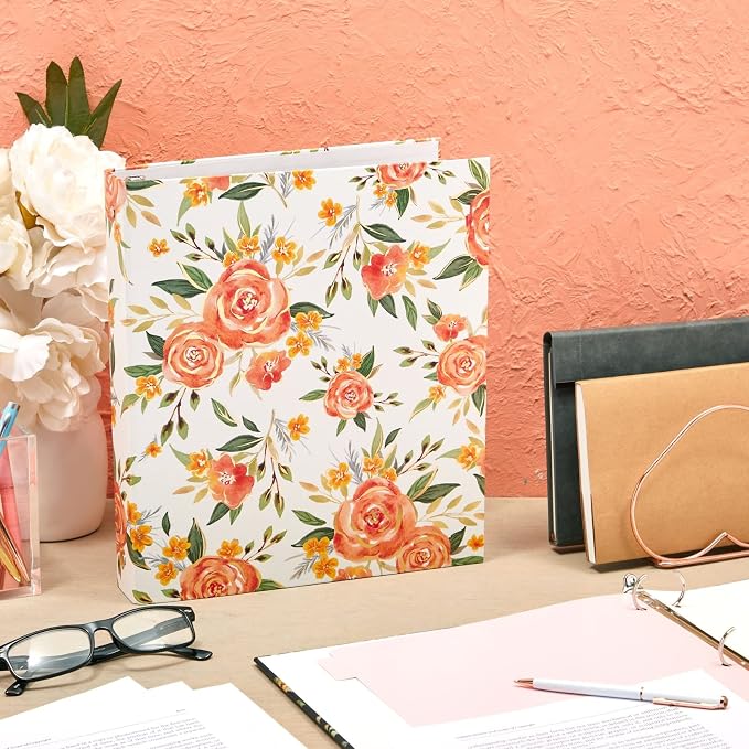 2 Pack Colorful Floral 3 Ring Binder with 1.5 Inch Rings, Decorative File Folder for Office Supplies, Planner, Portfolio, 250 Sheet Capacity (11.5 x 10.5 in)