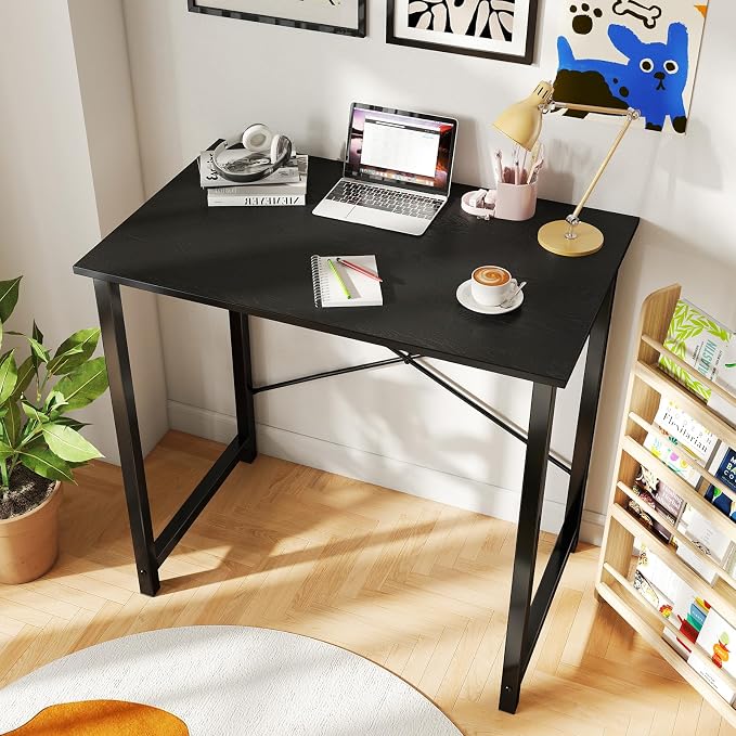 DUMOS 32 in Small Computer Desk for Home Office, Modern Study Work Table Simple Style for Bedroom, Writing Desks with X-Shaped Reinforcement, 2 Pack, Black | Modern Study Writing Work Table, Craft PC Desk Simple Workstation with Reinforcement Structure...