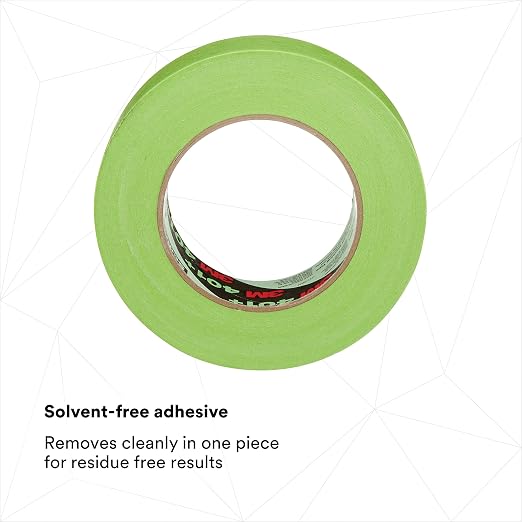 3M High Performance Green Masking Tape 401+, 36 mm x 55 m, 16 Rolls/Case | 6.7 mil, Superior Adhesion, Clean Removal, Highly Conformable, Paint-Bleed Resistant