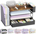 gianotter Wood Desk Organizers and Accessories with File Sorters, 4-Tier Desk Accessories & Workspace Organizers with Drawer and Pen Holder, Desk Reference Organizer (Wood, 4T with Drawer)